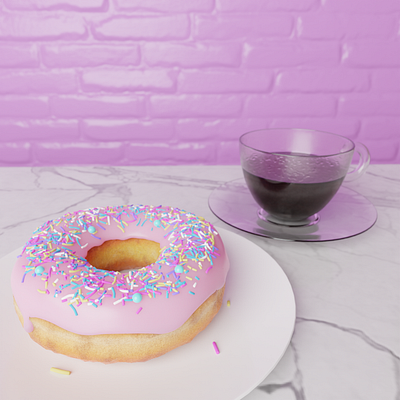 Coffee & Doughnut ( 3d blender digital art