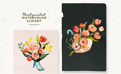Blooming Flowers aquarelle artwork bloom clipart cute floral art floral drawing flower flowers garden hand painting illustration lovely painting pink flowers rain boots tulip umbrella watercolor watercolour