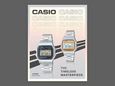CASIO A158W Retro Poster 80s 90s casio digital graphic design poster retro typography watch watches