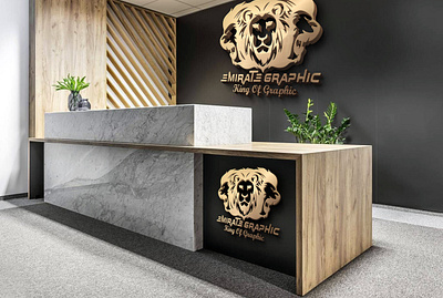 Reception 3D Logo PSD Mockup advertisement branding design icon illustration logo vector