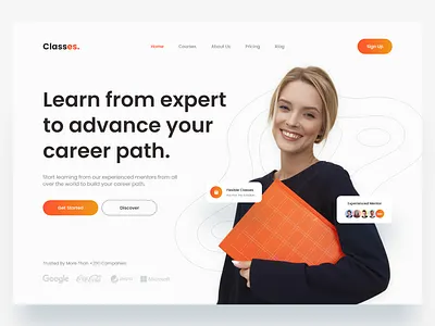 Classes - Online course landing page clean ui coursera courses home page landing page landing page ui learning platform minimalist trending ui ux website