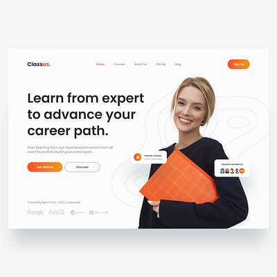 Classes - Online course landing page clean ui coursera courses home page landing page landing page ui learning platform minimalist trending ui ux website