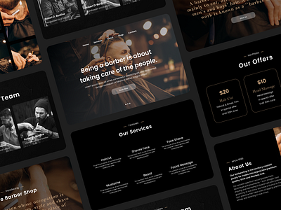 Barbershop concept - website barber barbershop color dark darkui design figma landing page smartdesign uidesign uidesing uiux web development web page webdesign website website design websites
