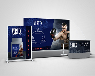 Display stand for 'Vertex' design display stand exhibition stand graphic design layout