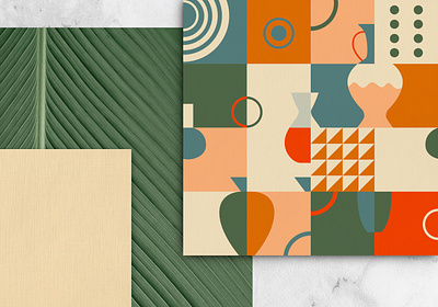 Abstract Geometric Pattern | Clay art abstract art background card clay design geometric illustration mid age mid century modern old patterns print style trendy vintage