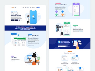 JotForm Health App Landing Page app app design design form health health app hipaa homepage illustration illustrator landing landing page design landingpage store app web