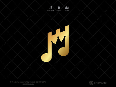 Music Kingdom Logo for Sale branding branding design castle logo crown logo illustration logo logo design logo for sale logo sale logo type morden music kingdom logo music kingdom logo music logo premade logo ready made logo royal logo royal music symbol unused logo