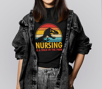 Nursing is A Walk in the Park Jurassic Park Nurse Vector T-shirt amazon best selling nurse tshirts branding design covid 19 tshirts for nurses custom nurse shirts landingpage mobile app nurse t shirts 2021 nurse t shirts covid nurse t shirts for work nurses t shirt design t shirt design t shirts custom uiux webdesign