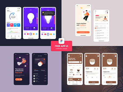 Freebie APP Bundle 🚀 app app design application coffee coffee shop dailyui e commerce design education app elearning figmadesign figmafreebies freebie freebies mobile app design power monitor product design ui user inteface ux