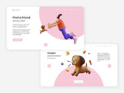 Adopt a dog - website concept app app design concept design dog illustration landing landing page landingpage minimal ui web web design webdesign website website concept website design websites