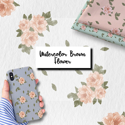 Watercolor Brown Flowers art botanical botanical art case design fabric pattern floral flowers graphic design illustration illustrator leaves mockup design typography watercolor watercolor art