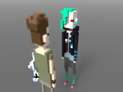 Video punk 8bit character character design game game art game artist pixel art simple voxel voxel art voxelart voxels