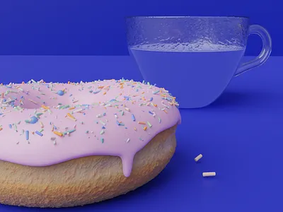 Blender Donut! 3d 3d art 3d modeling blender blender 3d blender3d blender3dart blue donut model pink
