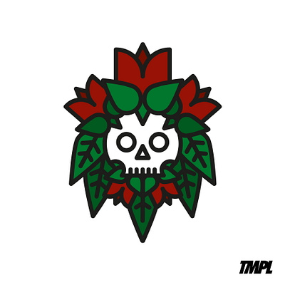 Skullz’n’Roses badge brand design draw drawing graphic design icon identity illustrate illustration logo roses skull