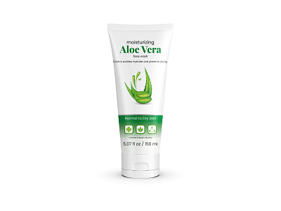 ALOE VERA FACE WASH TUBE LABEL DESIGN aloe vera cosmetics design creative facewash label design label mockup label packaging labeldesign minimal packaging design product design tube design tube mockup