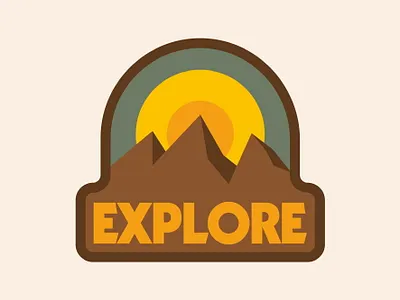 Explore Badge badge design draw drawing explore graphic design icon identity illustrate illustration logo mountains nature outdoors sun