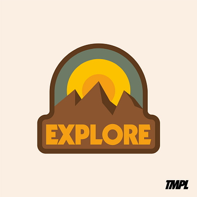 Explore Badge badge design draw drawing explore graphic design icon identity illustrate illustration logo mountains nature outdoors sun