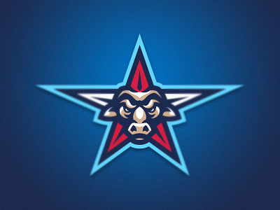 Bull Star animal bison branding buffalo bull design esport illustration logo longhorn mascot patriotic sport star team vector