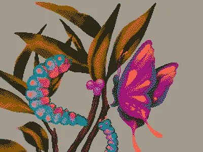 Caterpillar 8bit bugs butterfly cat caterpillar drawing forest forest animals illustration leaves
