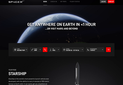 Daily UI 003: Landing Page animation dailyui dark landing page space spacex travel ui ux website