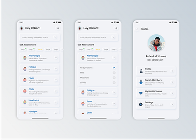 Covid Self Assessment App adobe xd android app design ios mobile neumorphism ui ui ux ux ui