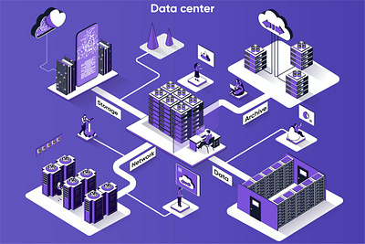 Cloud Data Center 3D Isometric Web Banner 3d animation 3d art 3d character 3d illustration agency app banner banners conceptual isometric isometric design landing landing page page process strategy technology web web banner website banner