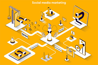 Social Media Marketing 3D Isometric Web Banner 3d animation 3d art 3d character 3d illustration agency app banner banners conceptual isometric isometric design landing landing page page process strategy technology web web banner website banner