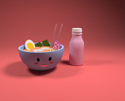 Hello dribbble 3d art 3d artist 3dsmax art colorful culture design dribble food instagram japan like maya milk paint ramen render substance painter vray