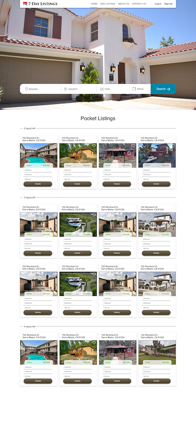 7DayListings design photoshop rent typography ui web design website