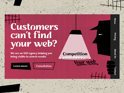 Retro style website for an SEO agency 50s 60s hero section landing page retro retro design search engine seo seo agency web design