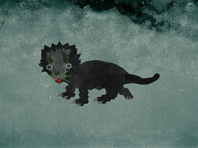 Catriceratops V2 animal black cat dinosaur feline green illustration prehistoric prehistory triceratops
