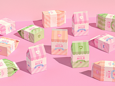 Little Dreamer Milky Bath Flakes 3drendering beauty branding cosmetics cute jennifer carlsson little dreamer mintoiro packaging packaging design paper pastel strawberry milk