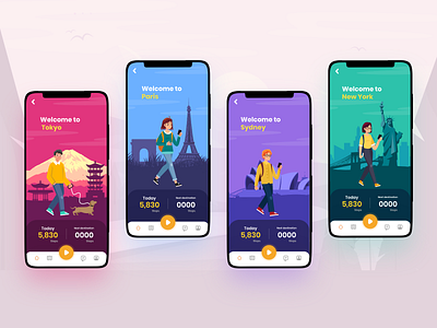 Travel App steps design mobile app ui