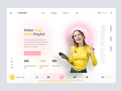 Music Juice designinspiration graphic design landing page minimal modern modernlandingpage modernwebdesign music music app music player musichomepage musiclandingpage musicui musicwebdesign musicwebpage unique unique design uniquewebdesign webdesignideas webdesigninspiration