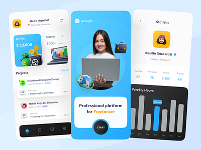 💼Pezugih - Freelancer Apps app apps chart clean company design earning freelance freelancer ios job job application job finder job search job seeker mobile project ui ux work