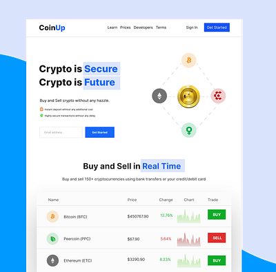 CoinUp Hero Section branding crypto exchange ui web design webdesign