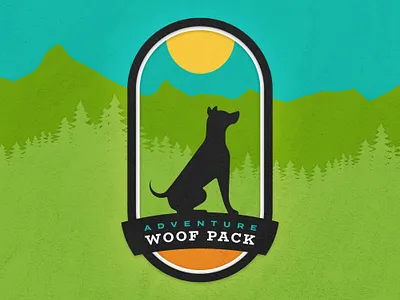 Adventure Woof Pack No. 2 adventure adventure dog adventure logo badge camping dog dog illustration dog logo exploring hiking logo logo design outdoor outdoor logo parks pup woof woof pack