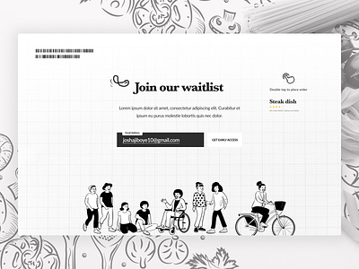 WaitList Webpage design food and drink food app food delivery app food design illustration minimal sign up signup single page tiktok typography ui ux vector waitlist web webdesign website website design