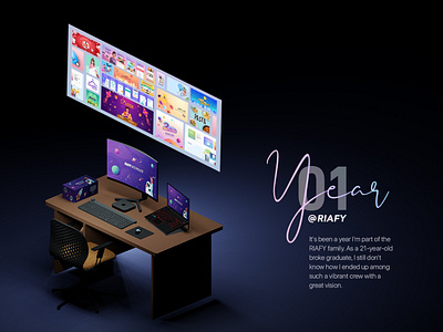 1 year at Riafy 1year 3d art anniversary blender graphicdesign motion design