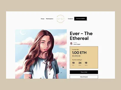 NFT Marketplace - Renaissance design landing page minimal motion design nft nft marketplace ui ui animation ui design ux visualyser web design