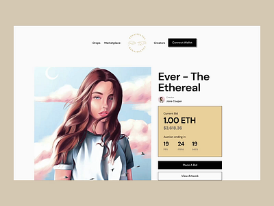 NFT Marketplace - Renaissance design landing page minimal motion design nft nft marketplace ui ui animation ui design ux visualyser web design