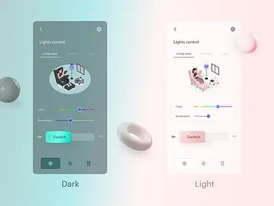 Smart Home App android appliances control control panel dark mode dark ui glassmorphism glassy ios iot light ui mobile app smarthome smarthomeapp
