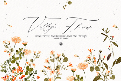 Village Flowers - watercolor clipart set clipart flowers hand painted rustically flowers watercolor watercolor painting