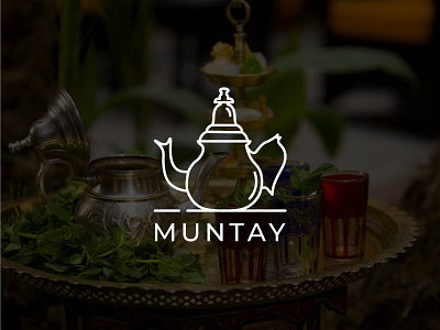 "Muntay" A fusion restaurant logo branding custom logo feminine logo fusion restaurant logo historical tea logo line art line art logo line work minimal line logo minimal logo minimalist moroccan tea pot muntay one line art logo tea pot logo