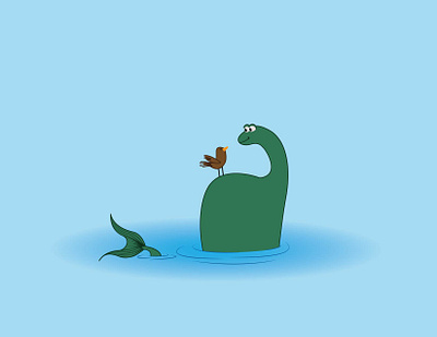 Plesiosauria design illustration minimal vector