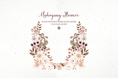 Mahogany flowers - watercolor set hand painted flowers watercolor clipart watercolor flowers