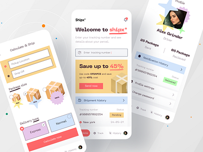 Parcel delivery App I Ofspace courier app courier service delivery delivery app delivery service minimal mobile mobile app mobile app design mobile ui modern ofspace parcel parcel app product delivery retro retro design trend2021 trendy design ux