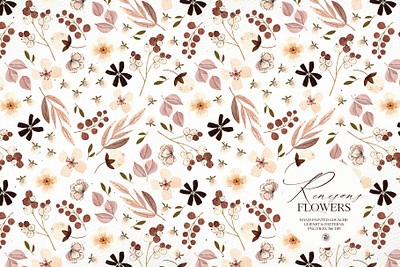 Renesans flowers - pattern gouache gouache illustration seamless pattern