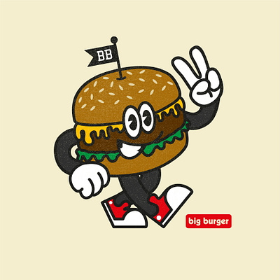 Big Burger mascot badge brand burger design draw drawing food graphic design icon identity illustrate illustration logo mascot