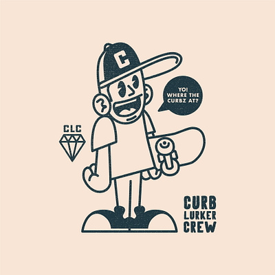 Curb Lurker Crew badge design draw drawing graphic design icons identity illustrate illustration logo mascot skate skateboard skateboard graphics